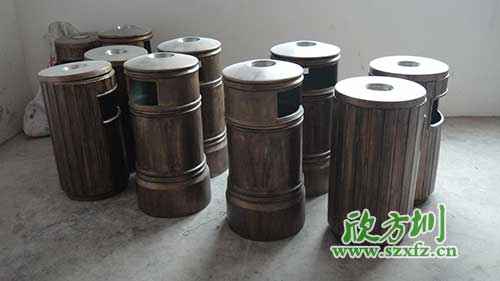  古意盎然，韶關園林仿銅玻璃鋼垃圾桶